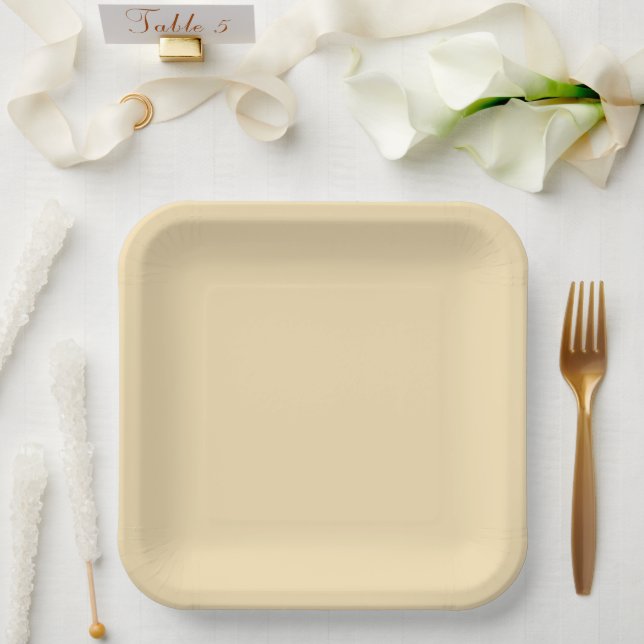 Assiettes En Carton Crème solide côtière moderne (Mariage)