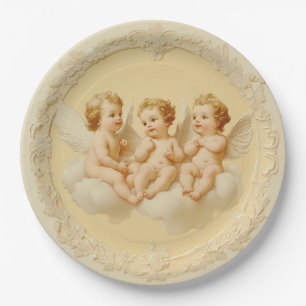 Assiettes En Carton Crème vintage Rococo Cherub Plaque de papier Cloud