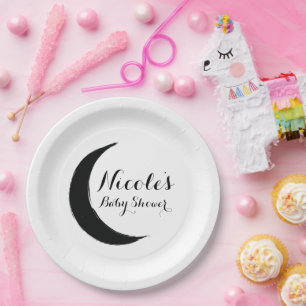 Assiettes En Carton Crescent noir Lune sombre Astrologie Zodiac Party