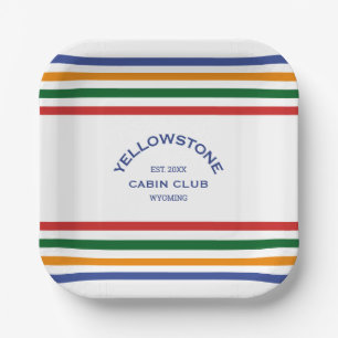 Assiettes En Carton Crest Personnalisé avec Rayure de Parc du Yellowst