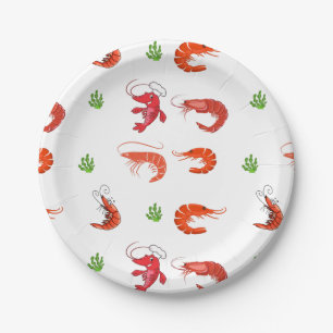 Assiettes En Carton Crevettes rouges Ocean Life
