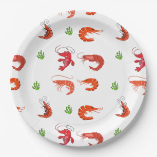 Assiettes En Carton Crevettes rouges Ocean Life