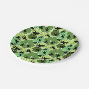Assiettes En Carton Cricket Floral Pattern Green and Black