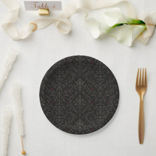 Assiettes En Carton Crimson Nocturne Bloom Victorian