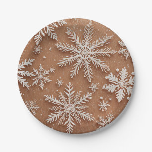 Assiettes En Carton Cristaux d'hiver dorés