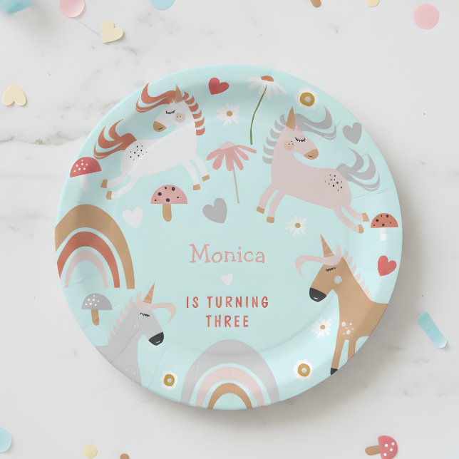 Assiettes En Carton Croire en anniversaire de enfant de licorne magiqu (Créateur téléchargé)