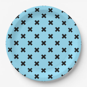Assiettes En Carton Croix noire sur le bleu bébé