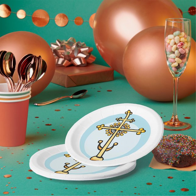 Assiettes En Carton Croix Orthodoxe Dorée Symbole Religieux (Créateur téléchargé)