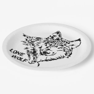 Assiettes En Carton Croquis de loup solitaire