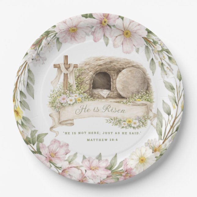 Assiettes En Carton Cross and Tomb | Resurrection Day  (Devant)