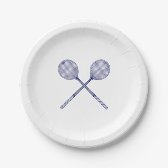 Assiettes En Carton Crossed Squash Racquets Blue (Devant)
