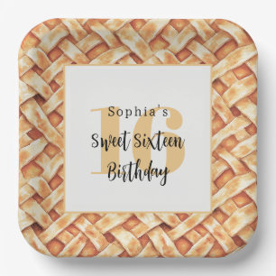 Assiettes En Carton Croûte de tarte crémeuse pour 16e anniversaire (ou