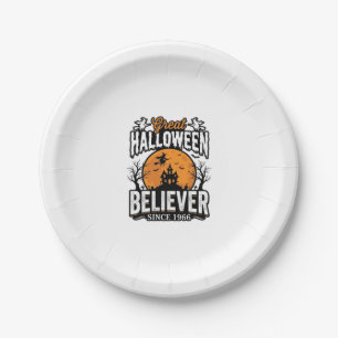 Assiettes En Carton Croyant d'Halloween Vintage Depuis 1966 Graphique_