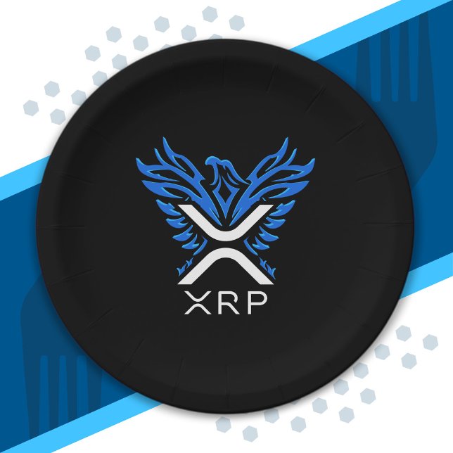 Assiettes En Carton Cryptomonnaie XRP Crypto Logo Blue Rising Phoenix (Créateur téléchargé)