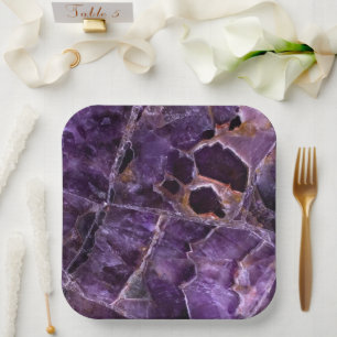 Assiettes En Carton Crystal quartz Améthyste Violet