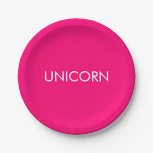 Assiettes En Carton Cuisine blanche minimaliste "Unicorn" rose chaud f