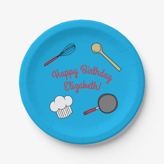 Assiettes En Carton Cuisine Chef Cuisine Enfants 1er anniversaire (Devant)