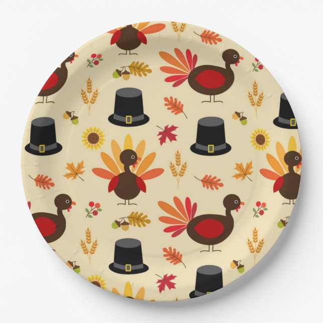 Assiettes En Carton Cuisine florale Turquie Bon thanksgiving Napkin (Devant)