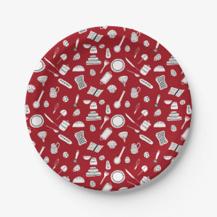 Assiettes En Carton Cuisine rouge rétro
