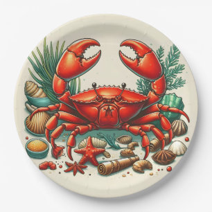 Assiettes En Carton Cuisson du Crabe Rouge