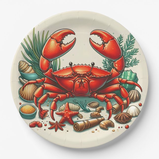 Assiettes En Carton Cuisson du Crabe Rouge (Devant)