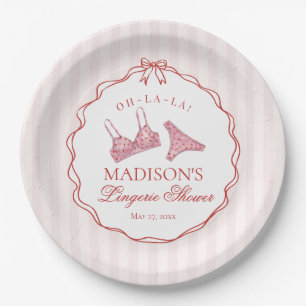 Assiettes En Carton Culotte de douche lingerie cœur rose et rouge fête