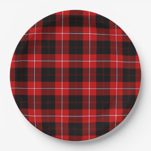 Assiettes En Carton Cunningham Tartan rouge noir