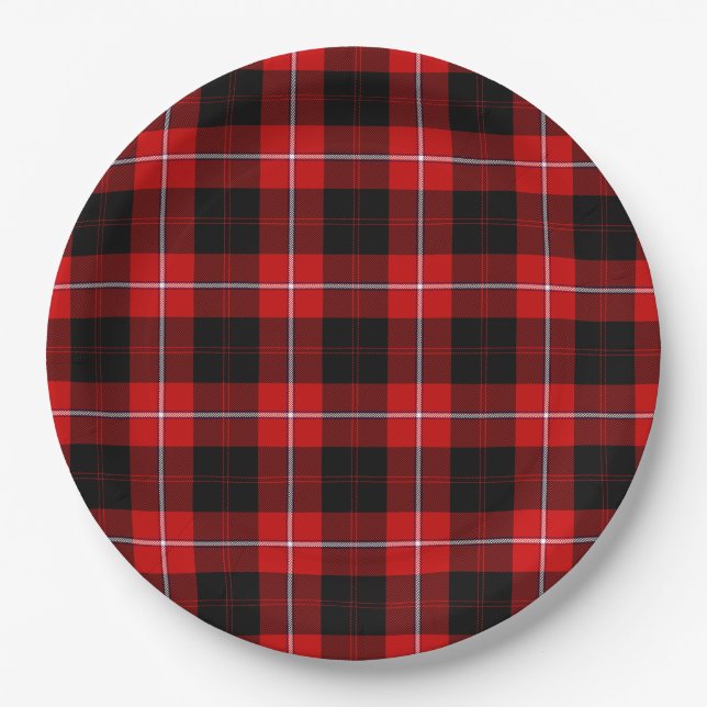 Assiettes En Carton Cunningham Tartan rouge noir (Devant)