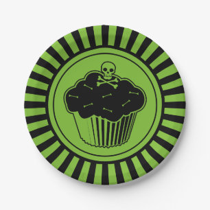 Assiettes En Carton Cupcake de poison vert personnalisé
