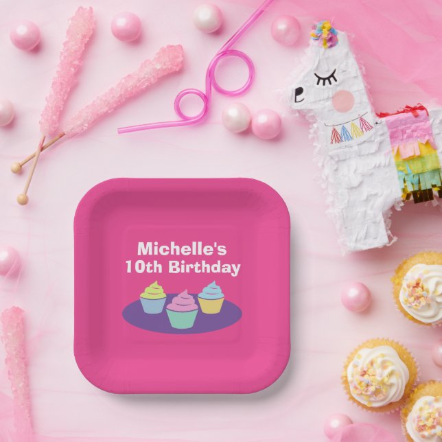 Assiettes En Carton cupcake enfant amusant fête d'anniversaire coutume (Fête)