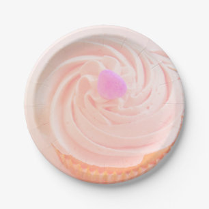 Assiettes En Carton Cupcake rose gelé bonbon coeur mignon