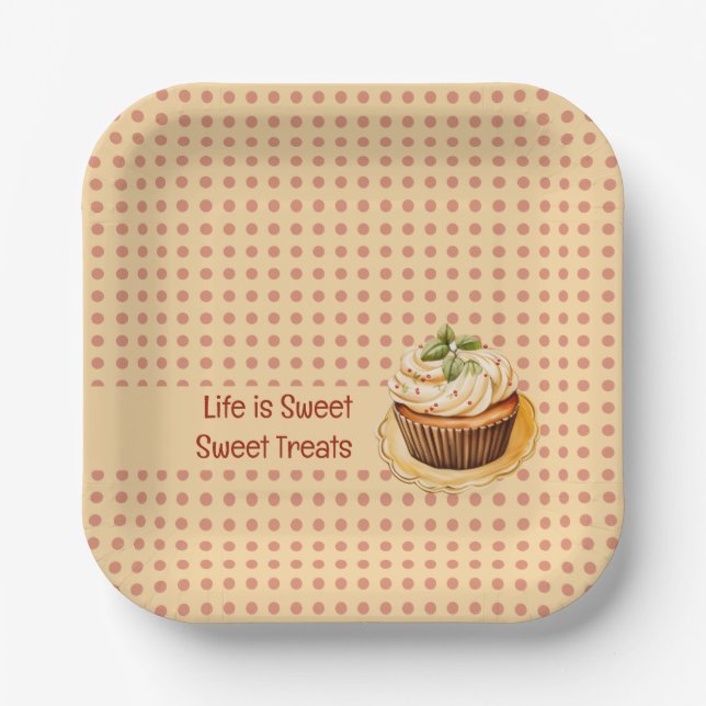Assiettes En Carton CupCakes et points (Recto)