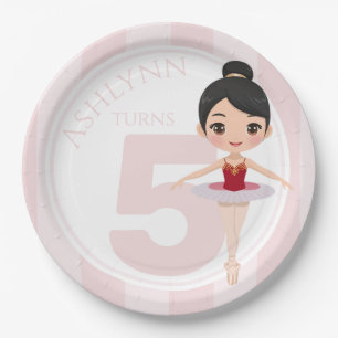 Assiettes En Carton Custom 3D Cute Red Ballerina pour l'anniversaire d