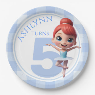 Assiettes En Carton Custom 3D Mignonne Danseuse Bleue Anniversaire Fil