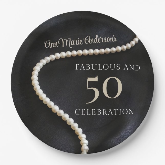 Assiettes En Carton Custom Black 50 and Fabulous (Devant)