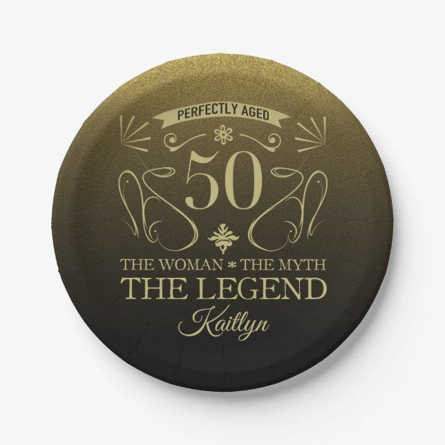 Assiettes En Carton Custom Cute Happy 50th Birthday (Devant)