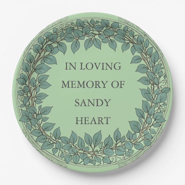 Assiettes En Carton Custom Eucalyptus Funeral – Elegant Memorial (Devant)
