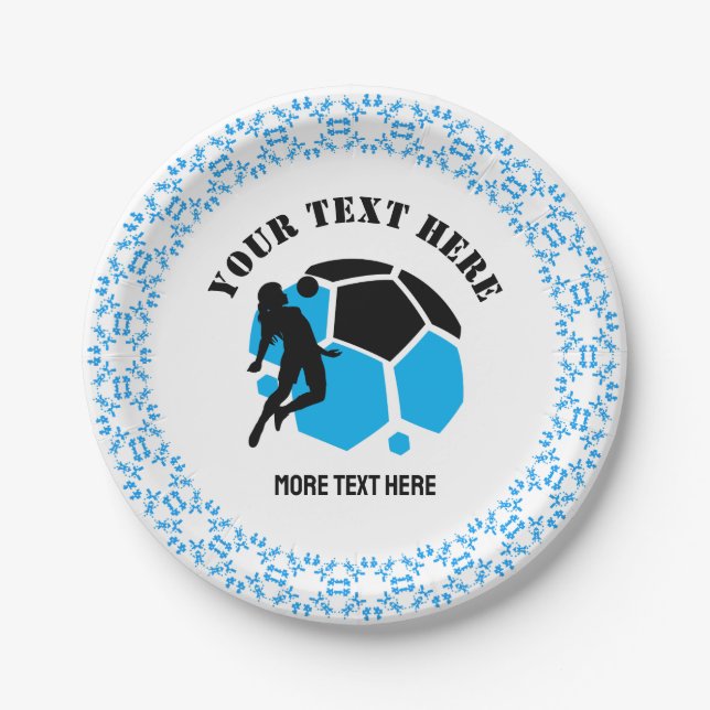 Assiettes En Carton Custom Football Girl kid's Football Birthday Party (Devant)