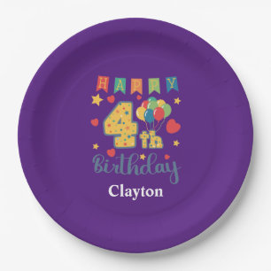 Assiettes En Carton Custom Happy 4th Birthday Party