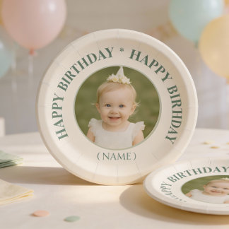 Assiettes En Carton Custom Photo Birthday Sticker -Personal Invitation