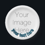 Assiettes En Carton Custom Photo – Personalized blue text<br><div class="desc">Bring personality and fun to your next celebration with this Custom Photo Paper Plate! Upload one favorite picture and add your own funky text to create a bold, colorful design that’s sure to make guests smile. Perfect for birthdays, graduations, or any party that needs a personal, playful touch. ✨ Features:...</div>