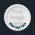 Assiettes En Carton Custom Photo – Personalized blue text<br><div class="desc">Bring personality and fun to your next celebration with this Custom Photo Paper Plate! Upload one favorite picture and add your own funky text to create a bold, colorful design that’s sure to make guests smile. Perfect for birthdays, graduations, or any party that needs a personal, playful touch. ✨ Features:...</div>