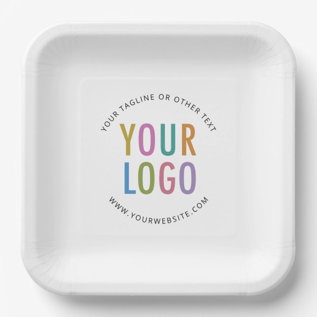 Assiettes En Carton Custom Square Paper Plates Company Logo White Bulk (Recto)