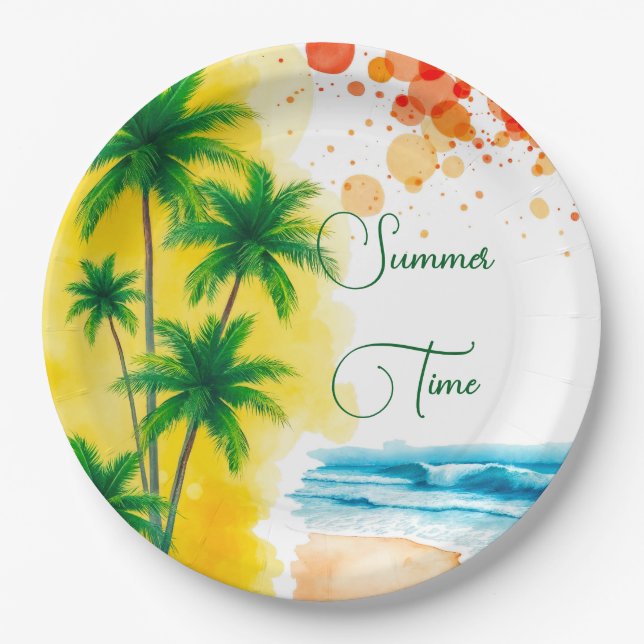 Assiettes En Carton Custom Summer Party design (Devant)