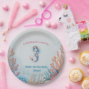Assiettes En Carton Custom Une petite sirène est en route sous la mer