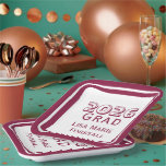 Assiettes En Carton Customizable Graduation<br><div class="desc">Design features your text in burgundy and displayed against a white background. A burgundy-colored border frames design. All text is customizable. Available in a variety of colors.</div>