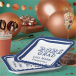 Assiettes En Carton Customizable Graduation<br><div class="desc">Design features your text in navy-blue and displayed against a white background. A navy-blue border frames design. All text is customizable. Available in a variety of colors.</div>