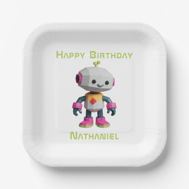 Assiettes En Carton Customizable Robot Kids Paper Plates (Recto)
