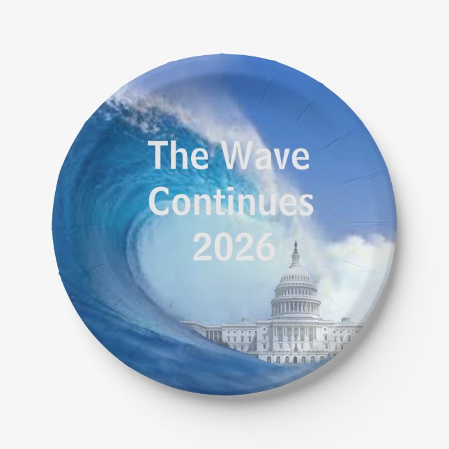 Assiettes En Carton Customize Blue Wave Election 2026 (Devant)