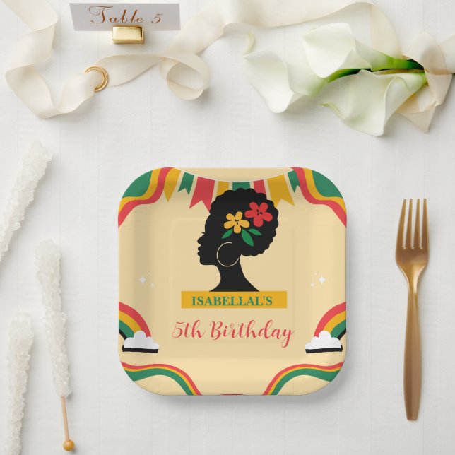 Assiettes En Carton Cute afro femmes Afro-américaines Anniversaire (Mariage)